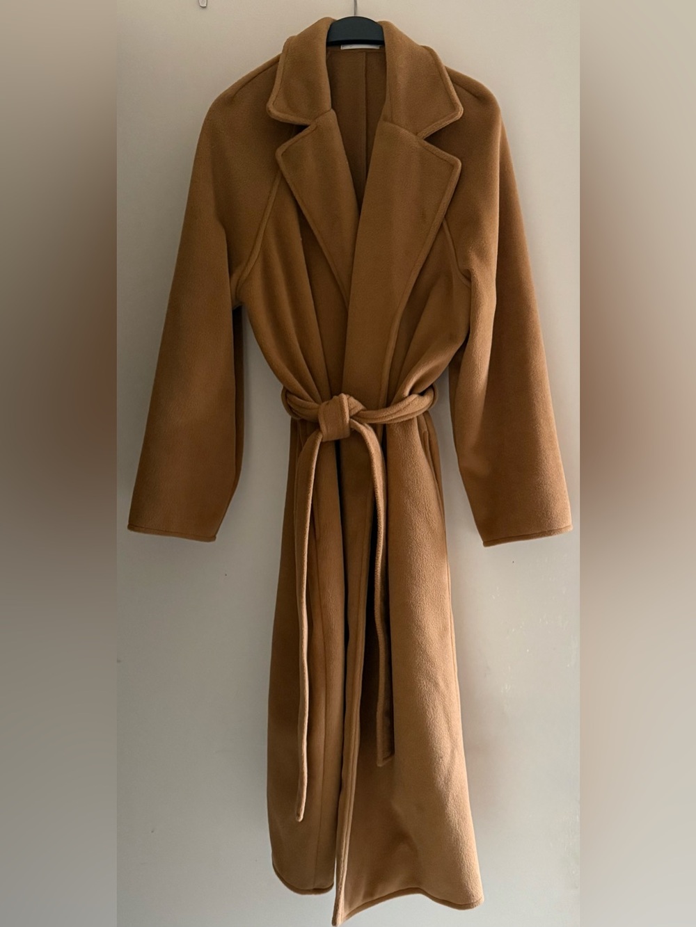 Women's Camel Tie-Waist Long Coat